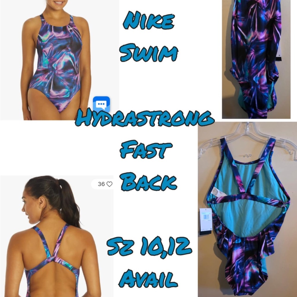 Nike Women's One-Piece Swimsuit - Teal, Purple, Black Swirl